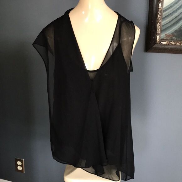 Vince Camuto sheer black sleeveless 2-pc top/tank - Picture 3 of 8